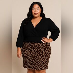 Madewell cinched waist blouse xxl and Talbots leopard print pencil skirt sz 18